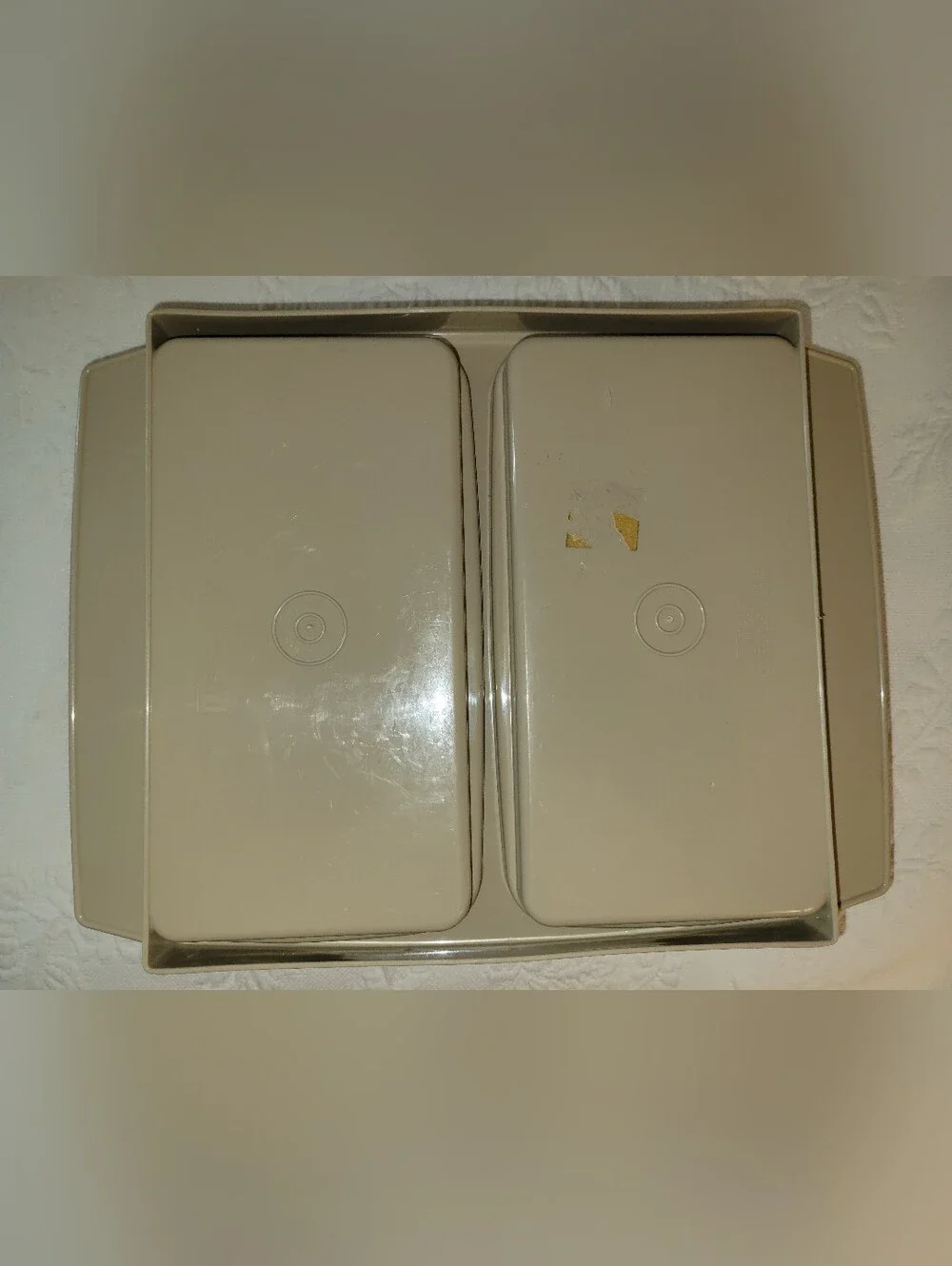 Vintage Tupperware Deviled Egg Keeper Carrier Tray Tan #723 4pc Set Retro Y2K